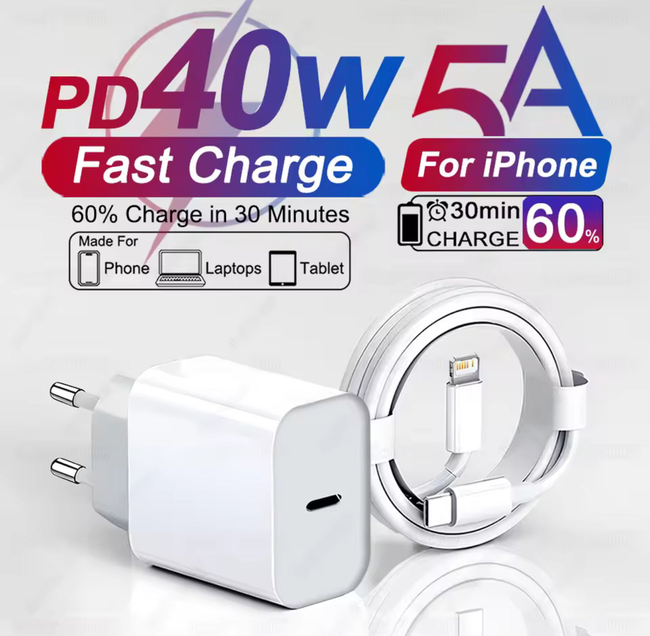 Cargador USB tipo C-Lightning cargador rápido